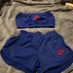 Nike shorts & top set in the color blue